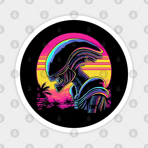 Xenomorph retrowave Magnet by obstinator